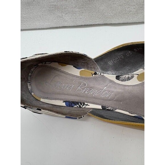 Laura Brandon Anthropologie Leather Flat Shoe Floral Yellow Pattern Size 8.5 - Picture 5 of 5